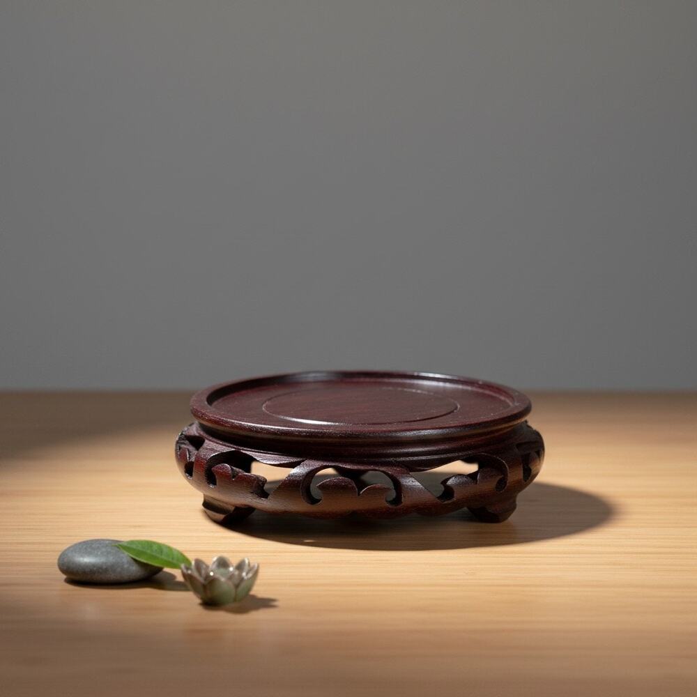 Vintage Chinese Carved Wood Display Stand-Rosewood-Vase-Ginger Jar Base-Plant